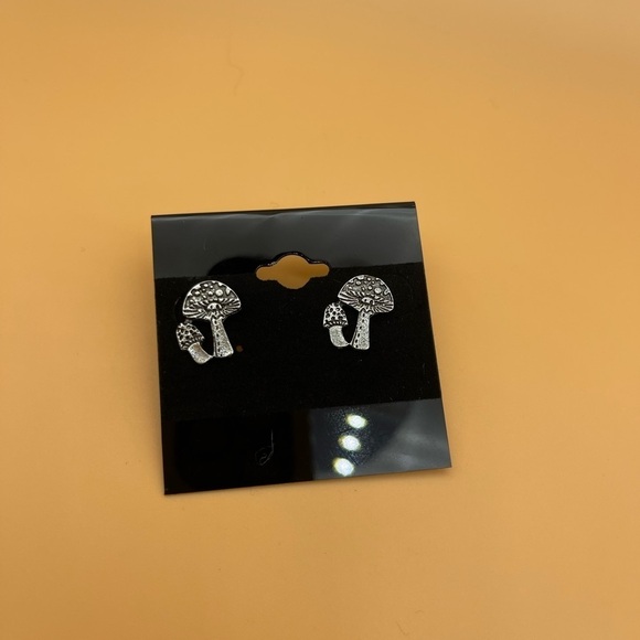 Mushroom Stud Earrings, Silver Color, NWOT, For Bundle Purchases Only - Picture 3 of 4